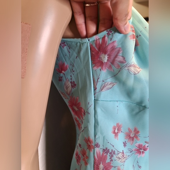 Vintage California Concepts Mini Baby Blue Chiffon Dress - Picture 8 of 12